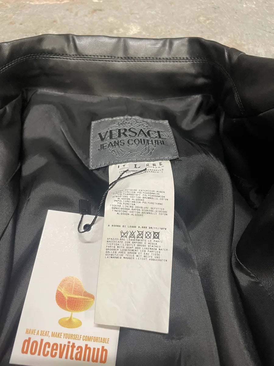 2000s Versace Multi Zips Black Eco Leather Jacket QAwlIZc 7