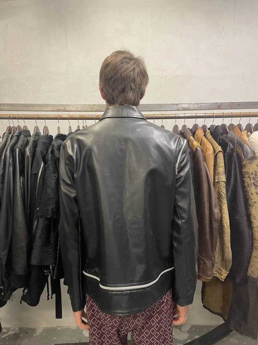 2000s Versace Multi Zips Black Eco Leather Jacket QAwlIZc 8