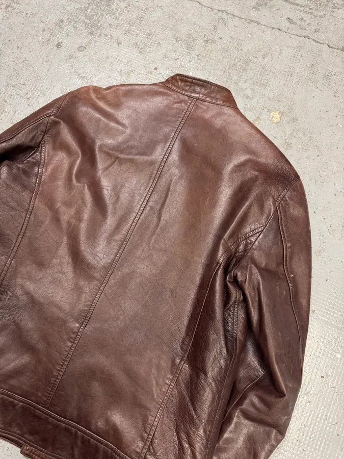 2000s Versace Napoleon Brown Leather Jacket fSqcxbx 4