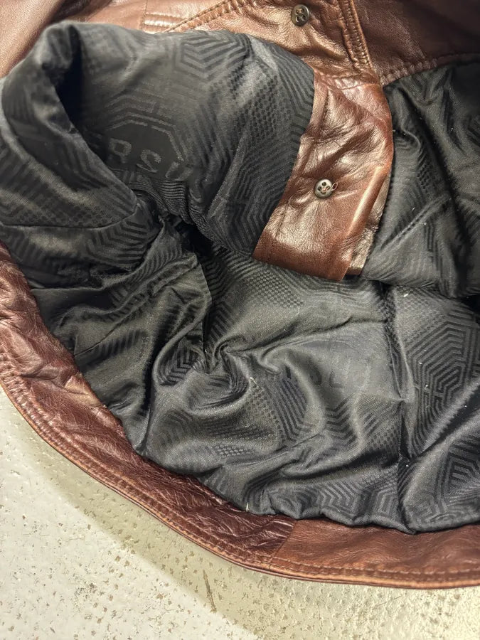 2000s Versace Napoleon Brown Leather Jacket fSqcxbx 9