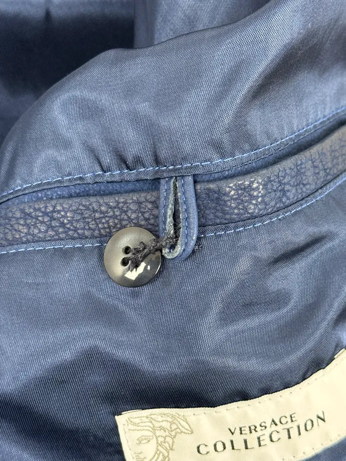 2000s Versace Navy Biker Leather Jacket kMfvuCF 12