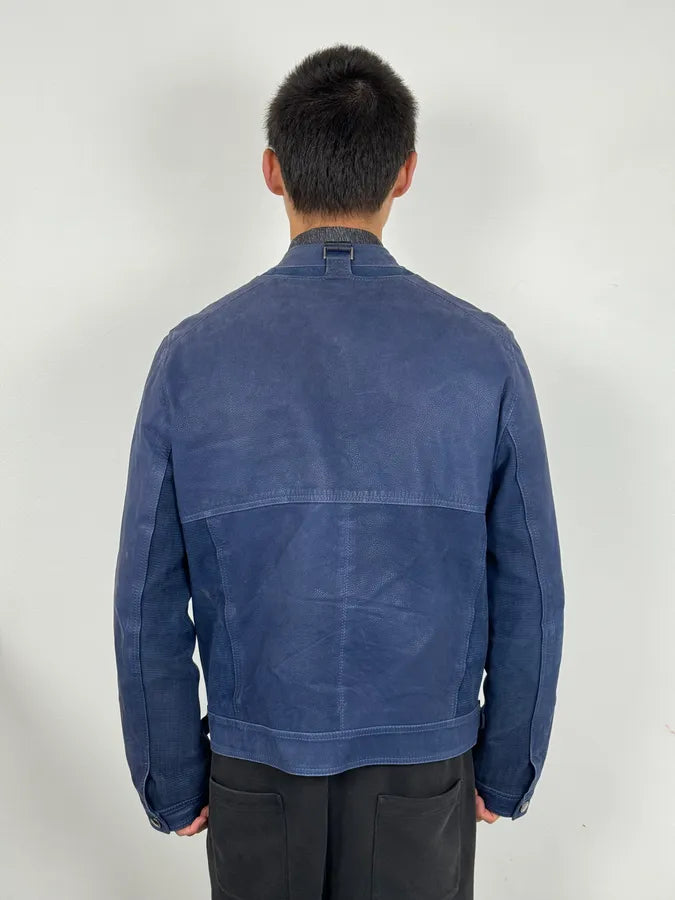 2000s Versace Navy Biker Leather Jacket kMfvuCF 2