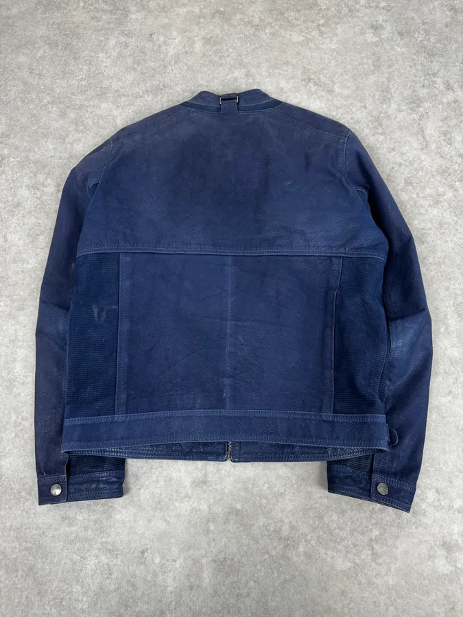 2000s Versace Navy Biker Leather Jacket kMfvuCF 3