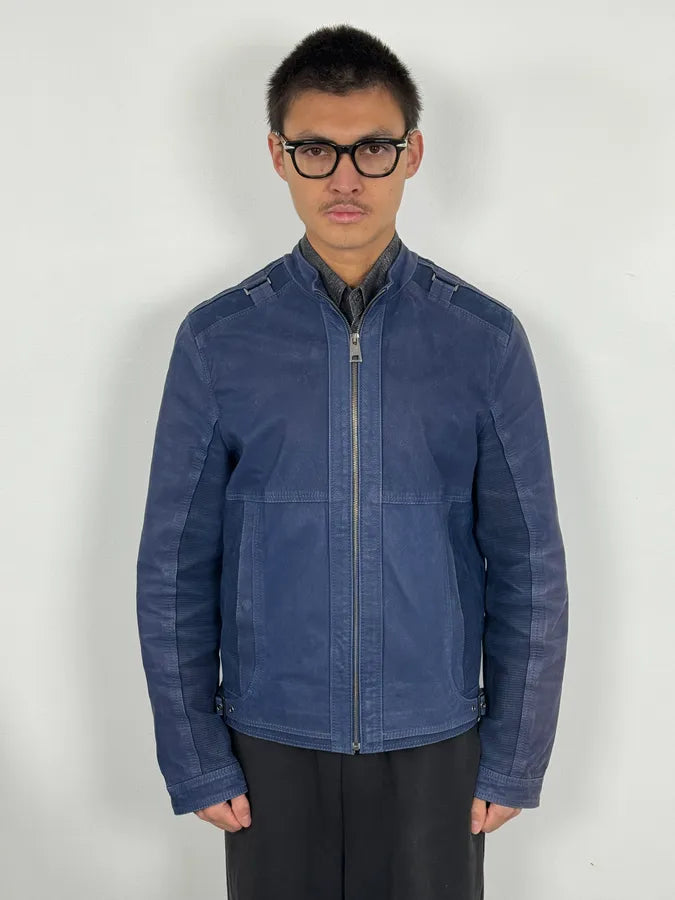 2000s Versace Navy Biker Leather Jacket kMfvuCF 1