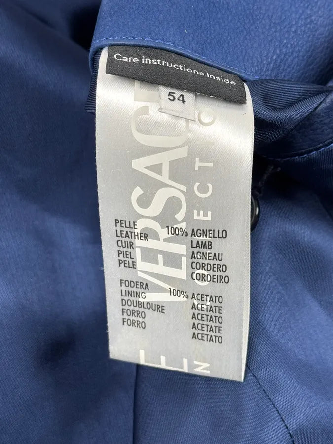 2000s Versace Navy Biker Leather Jacket kMfvuCF 14