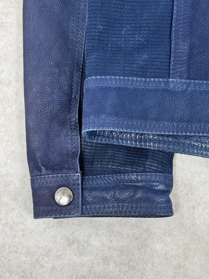 2000s Versace Navy Biker Leather Jacket kMfvuCF 9