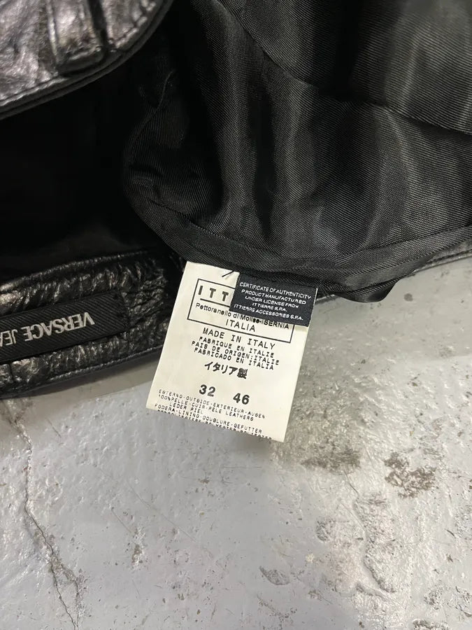 2000s Versace Oil Spill Black Premium Leather Pants prhnCbe 14