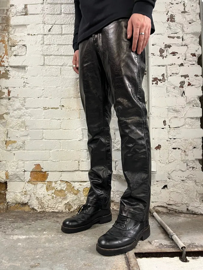 2000s Versace Oil Spill Black Premium Leather Pants prhnCbe 2