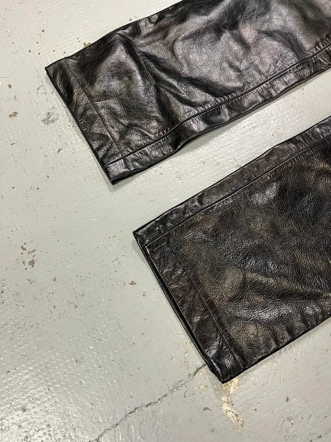 2000s Versace Oil Spill Black Premium Leather Pants prhnCbe 9