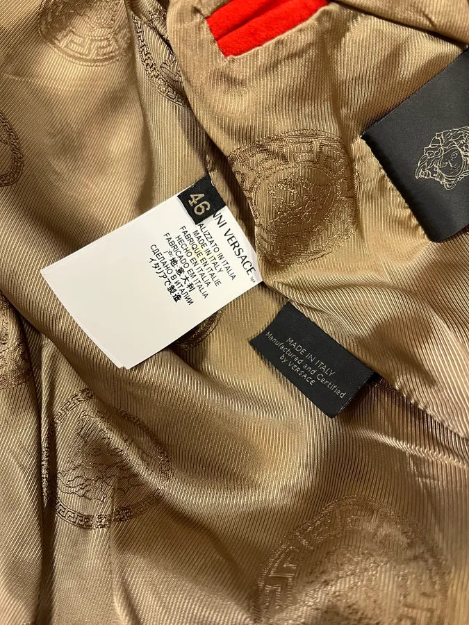 2000s Versace Orange Red Suede Leather Biker Jacket PesCzKT 10