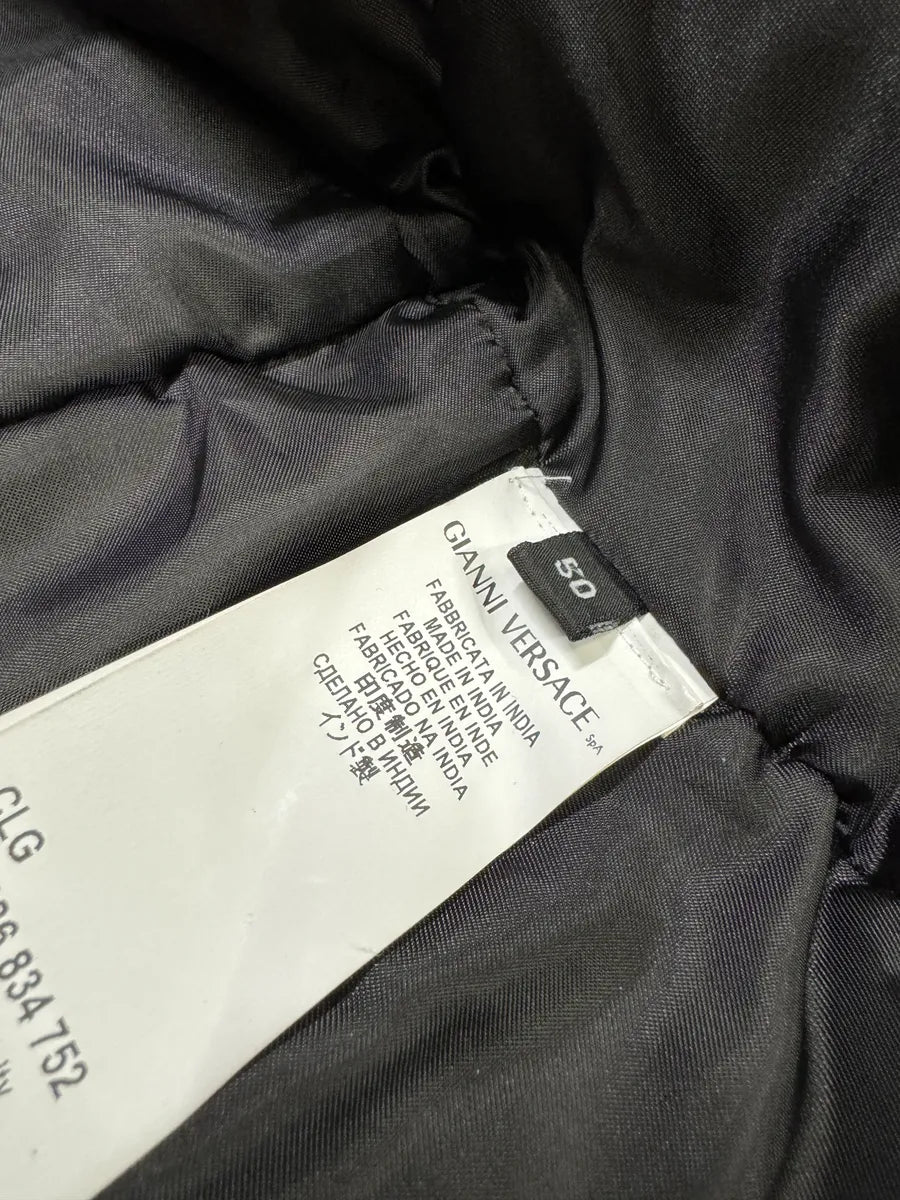 2000s Versace Padded Black Leather Jacket IVwGSGa 8