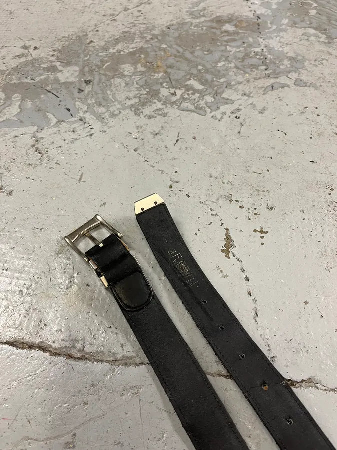 2000s Versace Pony Hair Studded Black Leather Belt kLHhZSZ 2