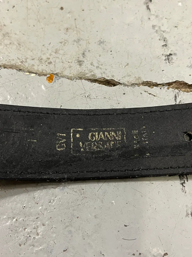 2000s Versace Pony Hair Studded Black Leather Belt kLHhZSZ 4