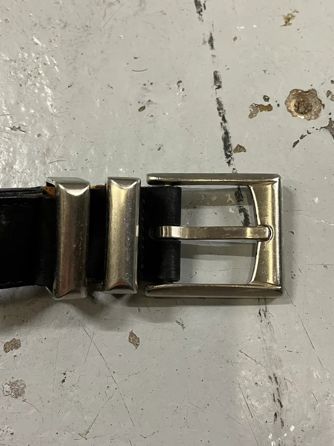 2000s Versace Pony Hair Studded Black Leather Belt kLHhZSZ 5