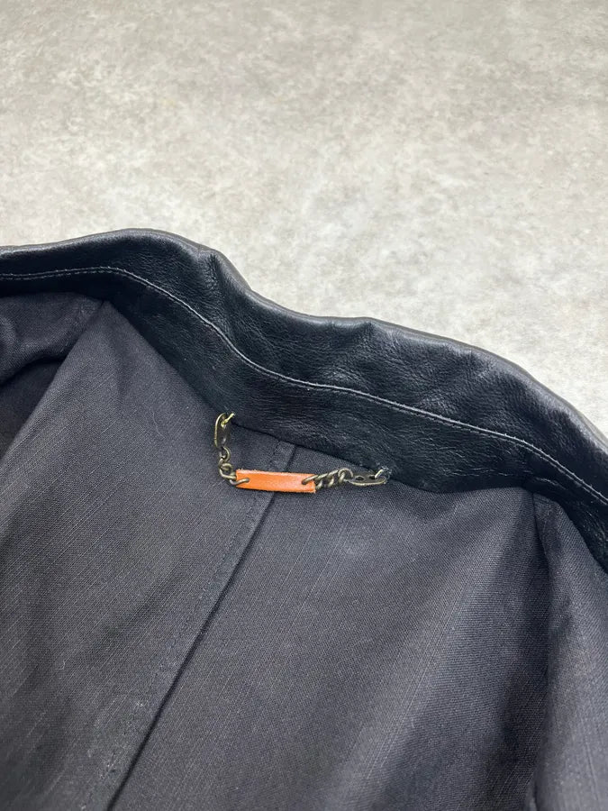 2000s Versace Premium Black Leather Blazer Jacket eYDFnYw 11