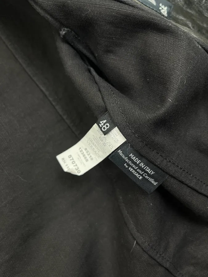 2000s Versace Premium Black Leather Blazer Jacket eYDFnYw 13