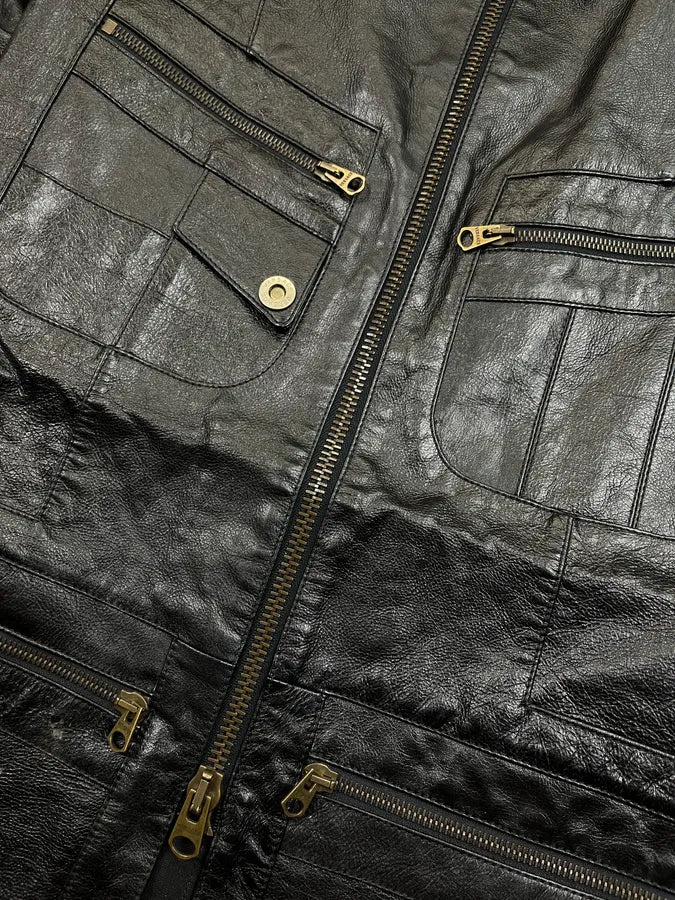 2000s Versace Premium Black Leather Blazer Jacket eYDFnYw 5