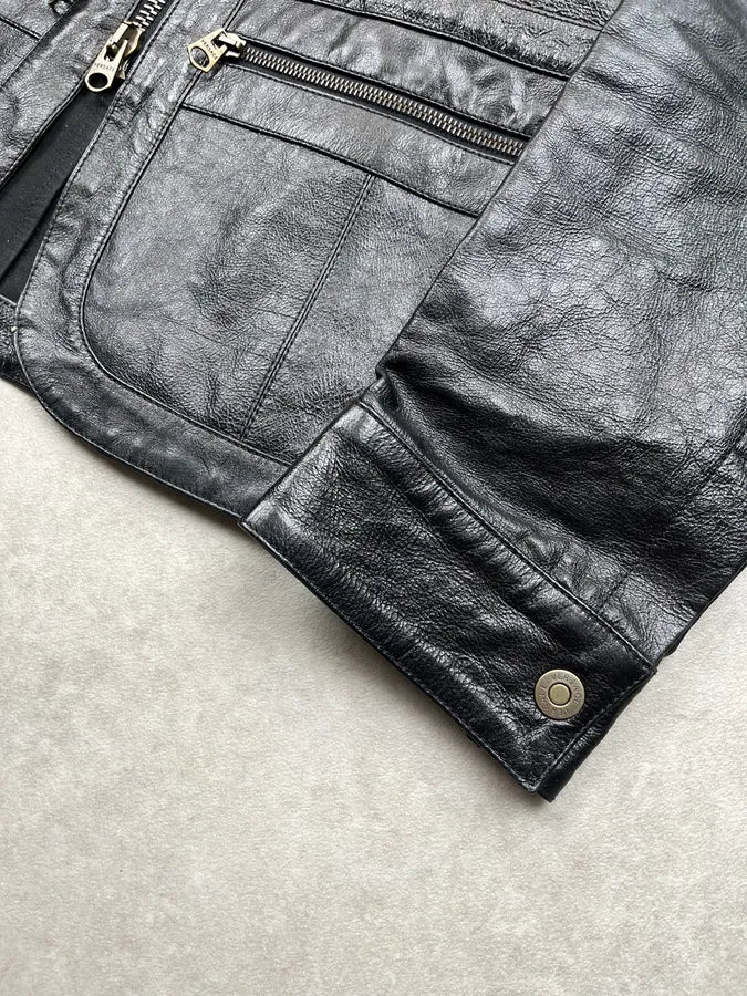 2000s Versace Premium Black Leather Blazer Jacket eYDFnYw 6