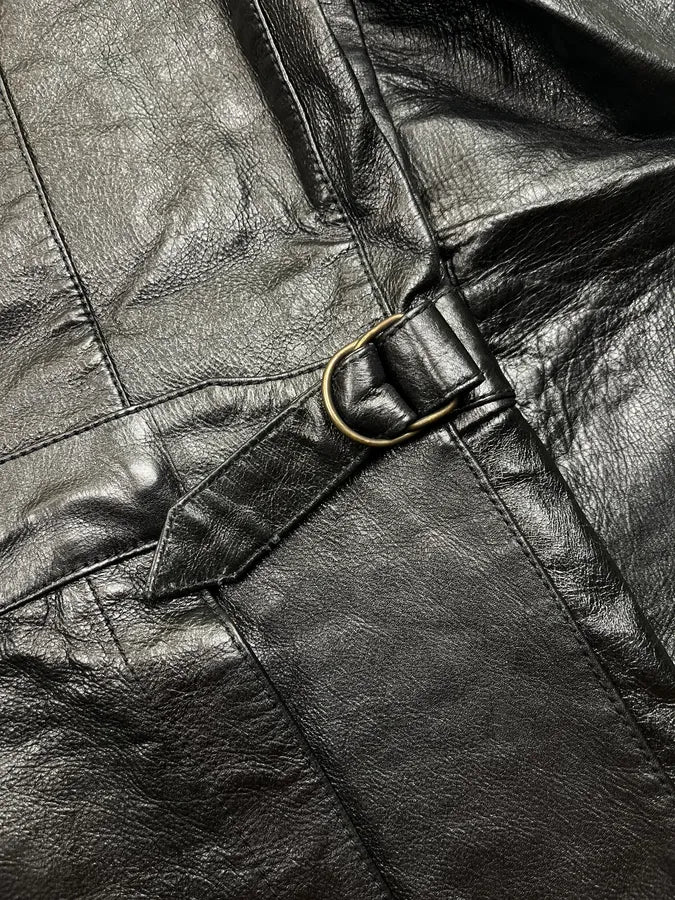 2000s Versace Premium Black Leather Blazer Jacket eYDFnYw 9
