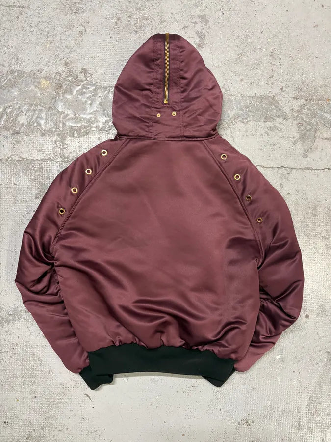2000s Versace Red Bordeaux Hooded Bomber Jacket rwkiVON 6