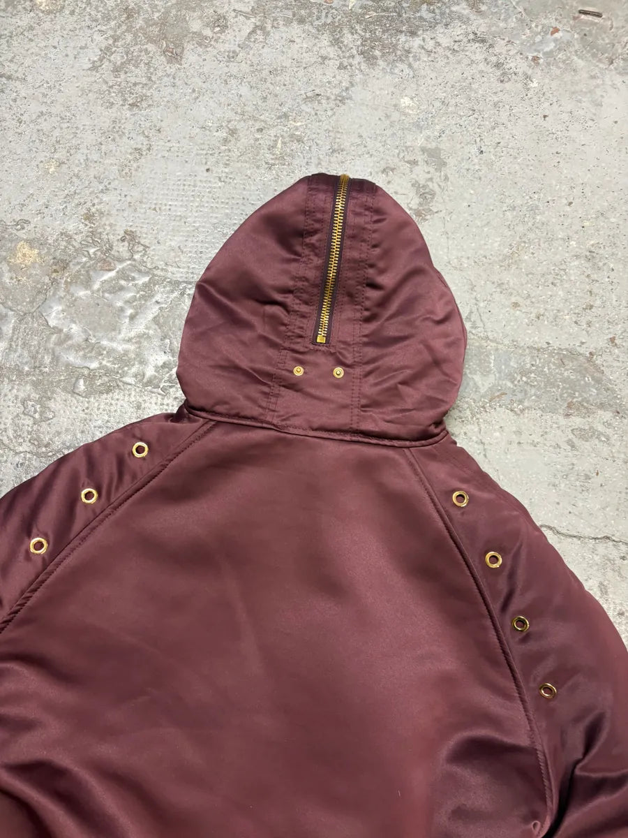 2000s Versace Red Bordeaux Hooded Bomber Jacket rwkiVON 7