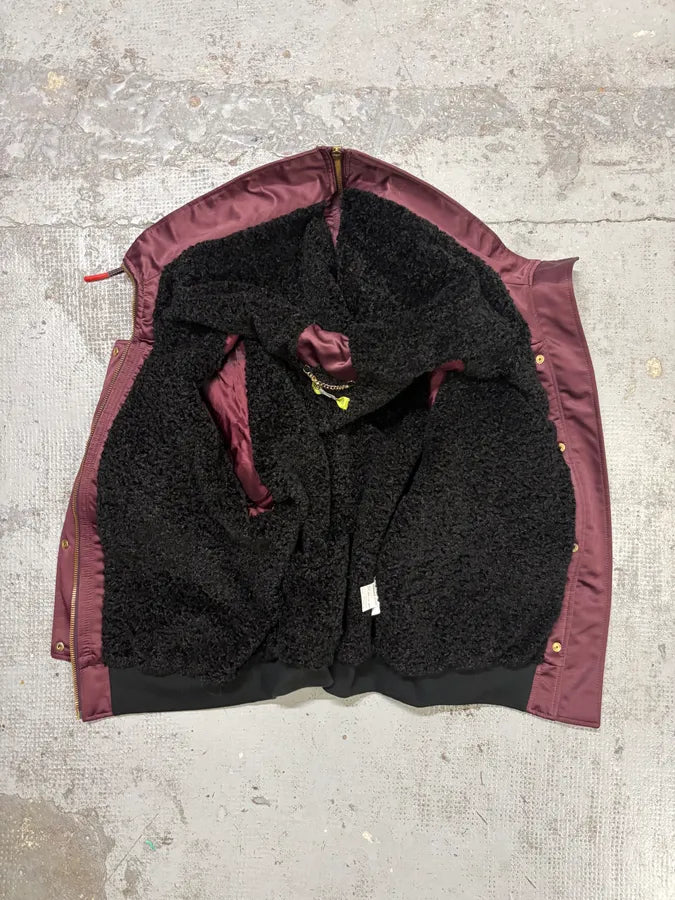 2000s Versace Red Bordeaux Hooded Bomber Jacket rwkiVON 8