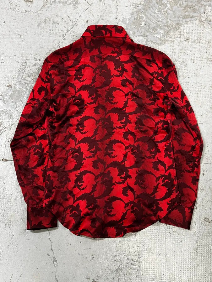 2000s Versace Red Floral Royal Shirt fJSWxVo 3