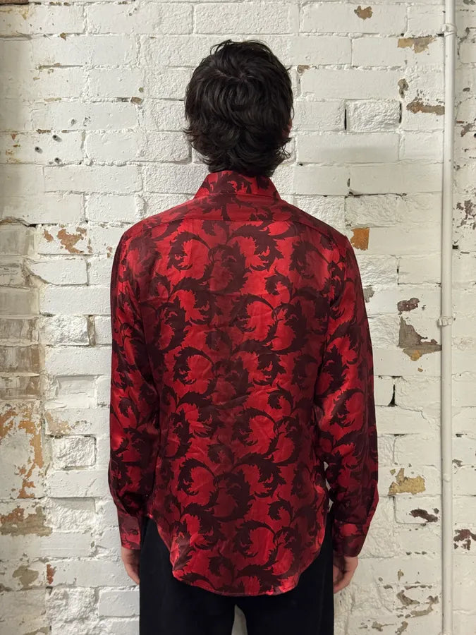 2000s Versace Red Floral Royal Shirt fJSWxVo 2