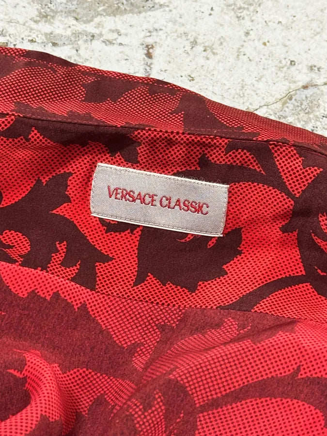 2000s Versace Red Floral Royal Shirt fJSWxVo 7