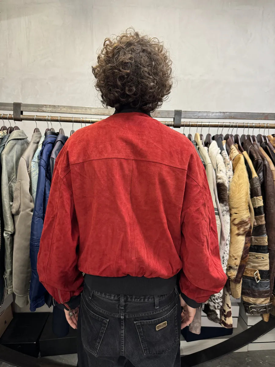 2000s Versace Red Leather Bomber Jacket xKVhtHz 3
