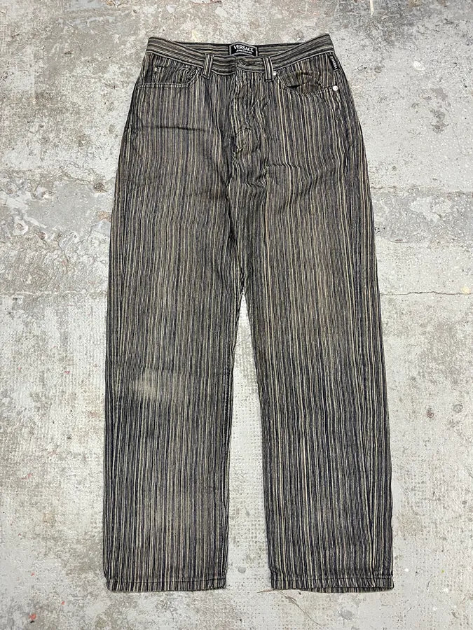 2000s Versace Stripes Grey Pants fFeTfFI 1