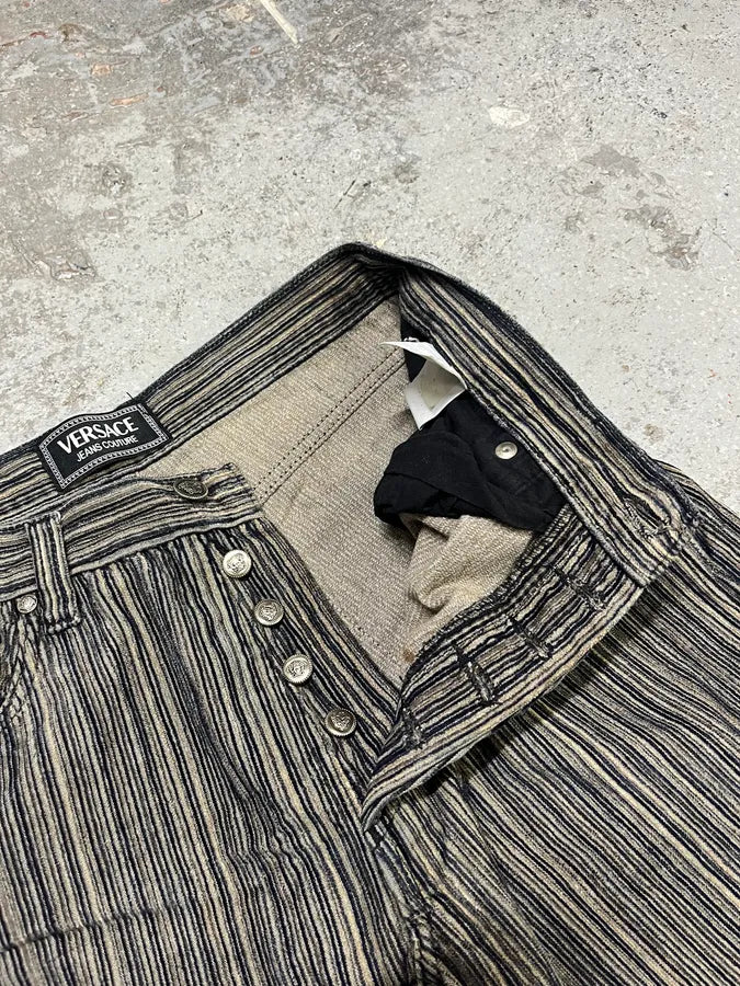 2000s Versace Stripes Grey Pants fFeTfFI 12