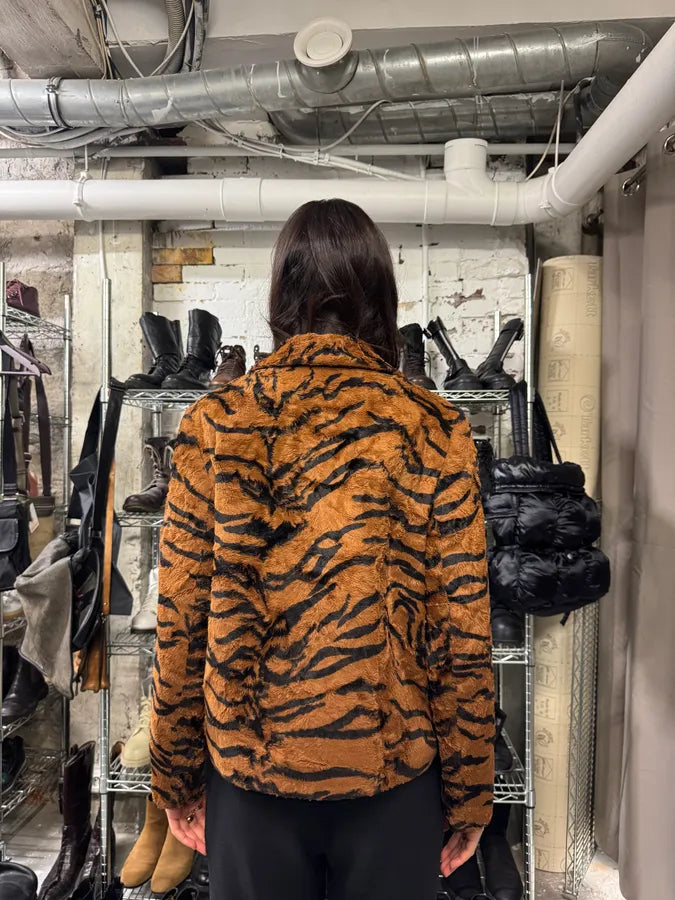 2000s Versace Tiger Fur Effect Buttoned Jacket (M) 2
