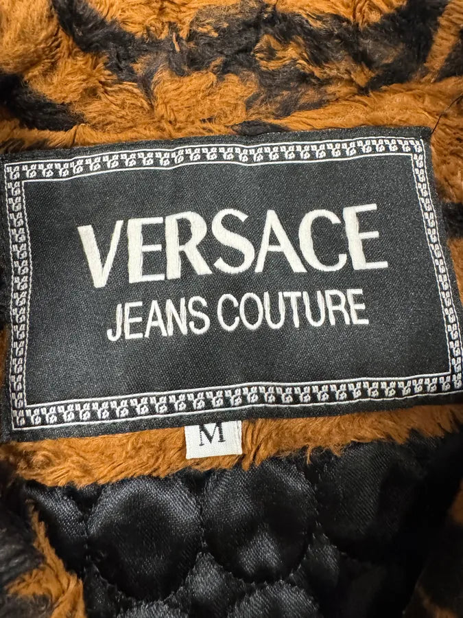 2000s Versace Tiger Fur Effect Buttoned Jacket (M) 10