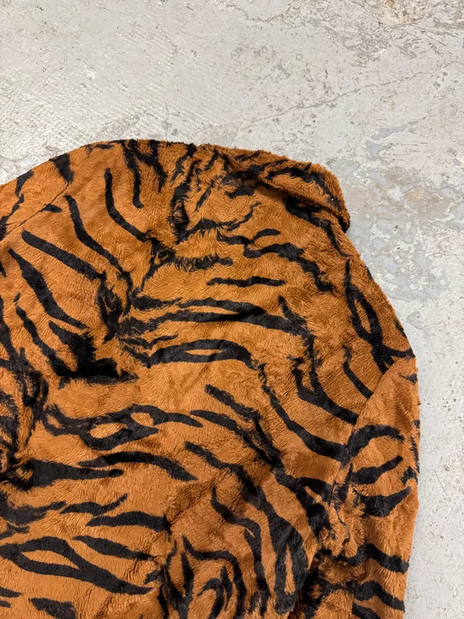 2000s Versace Tiger Fur Effect Buttoned Jacket (M) 6
