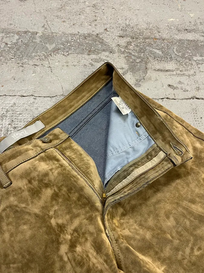 2000s Versace Velvet Beige Pants JaMIUCj 10
