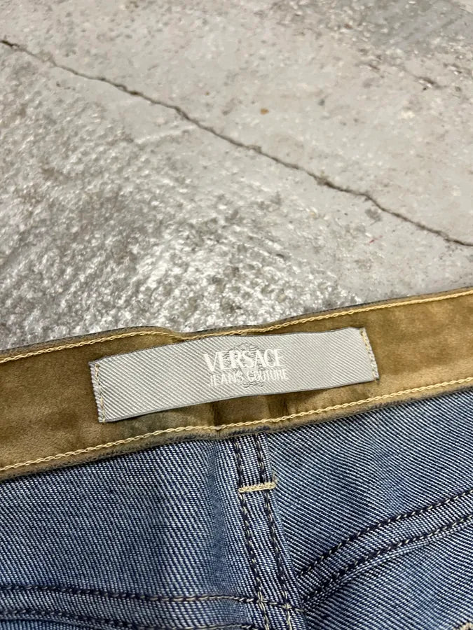 2000s Versace Velvet Beige Pants JaMIUCj 11