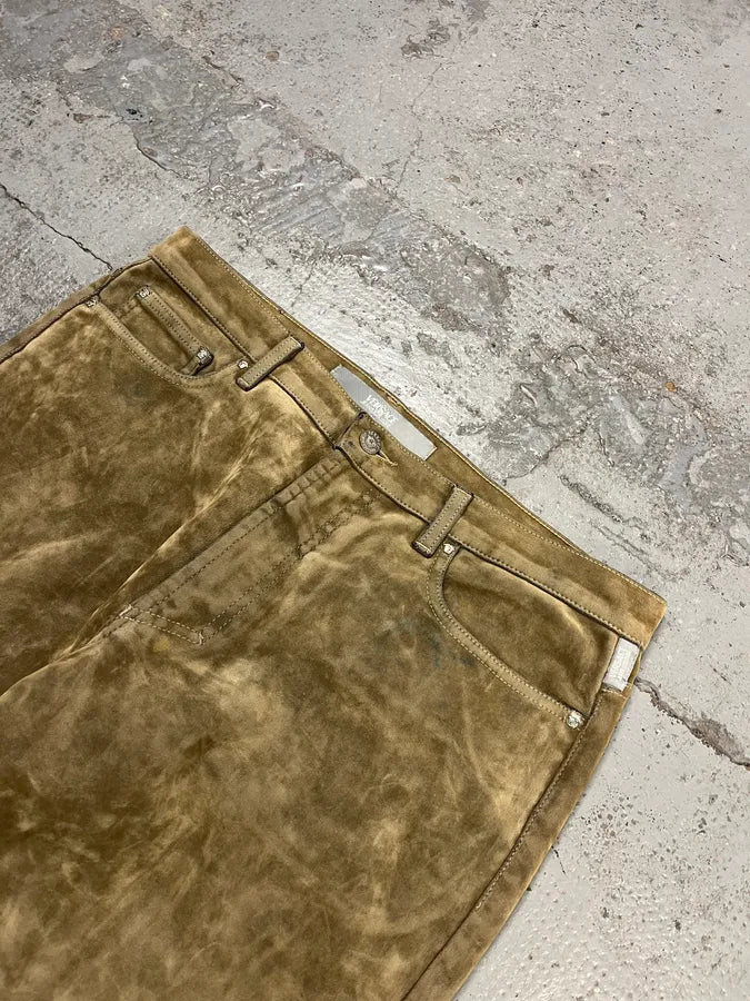 2000s Versace Velvet Beige Pants JaMIUCj 5