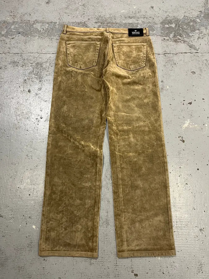 2000s Versace Velvet Beige Pants JaMIUCj 7