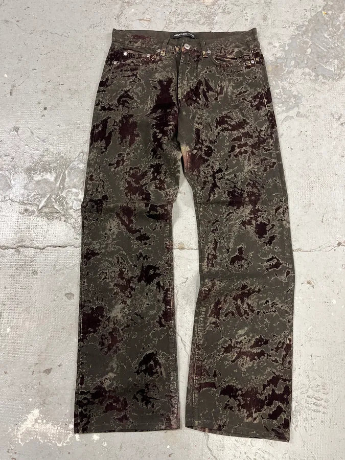 2000s Versace Velvet Dark Relief Blood Pants (S) 0