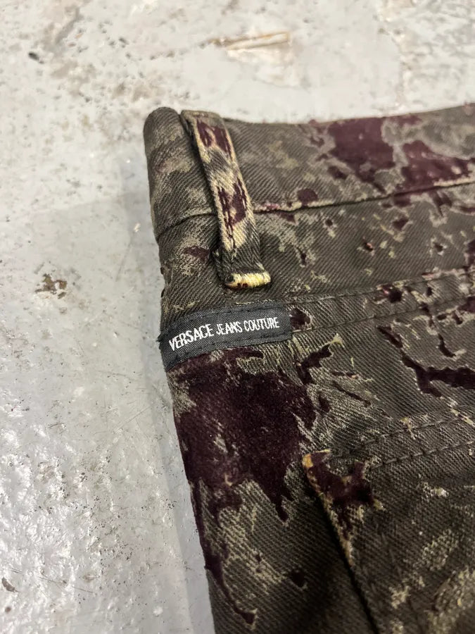 2000s Versace Velvet Dark Relief Blood Pants (S) 10