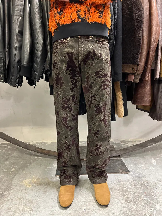 2000s Versace Velvet Dark Relief Blood Pants (S) 2