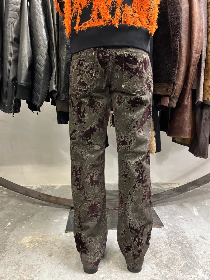 2000s Versace Velvet Dark Relief Blood Pants (S) 3
