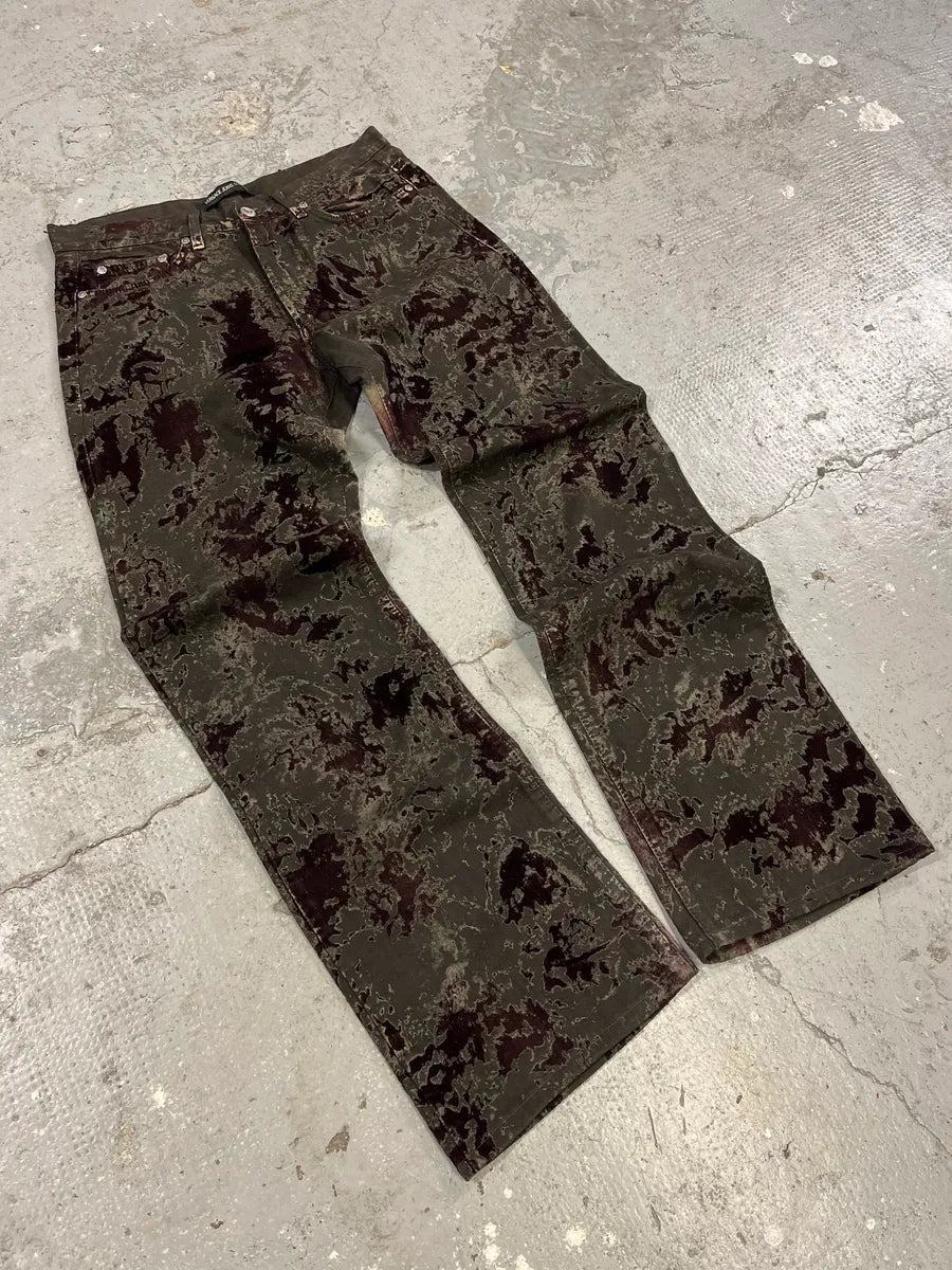 2000s Versace Velvet Dark Relief Blood Pants (S) 5