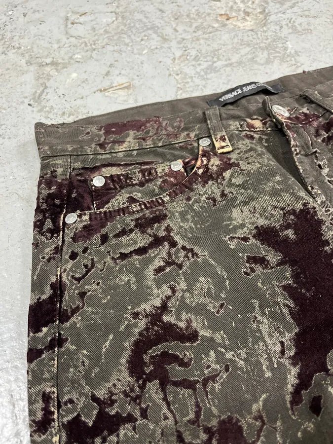 2000s Versace Velvet Dark Relief Blood Pants (S) 7