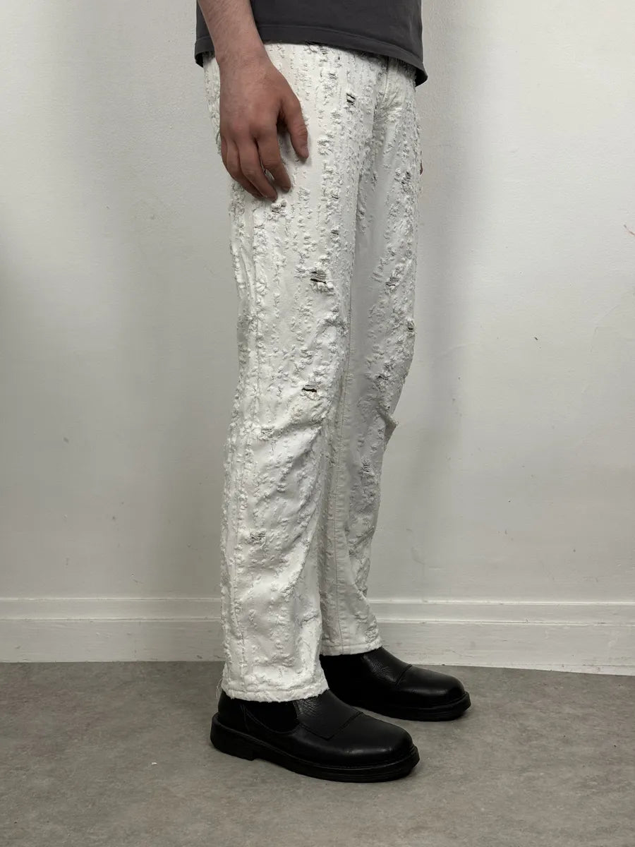 2000s Versace White Distressed Denim Jeans PBCAPvm 1
