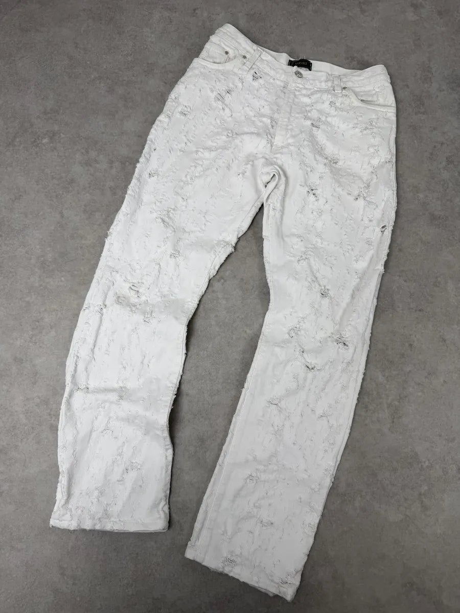 2000s Versace White Distressed Denim Jeans PBCAPvm 4