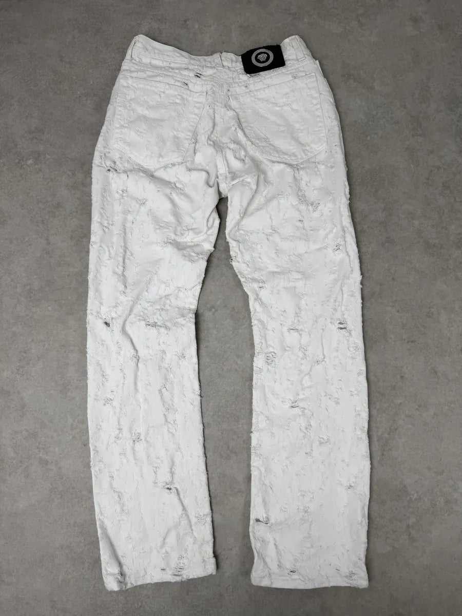 2000s Versace White Distressed Denim Jeans PBCAPvm 6