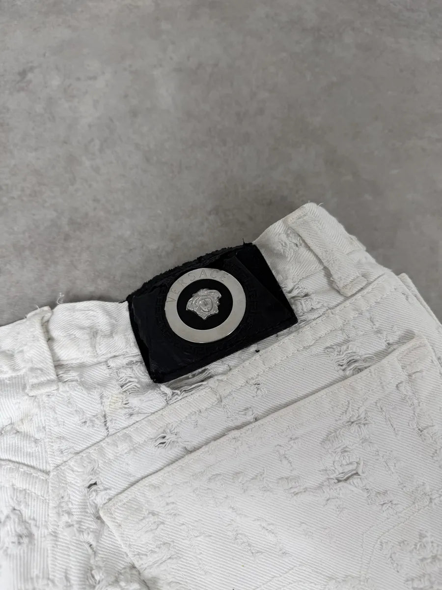 2000s Versace White Distressed Denim Jeans PBCAPvm 7