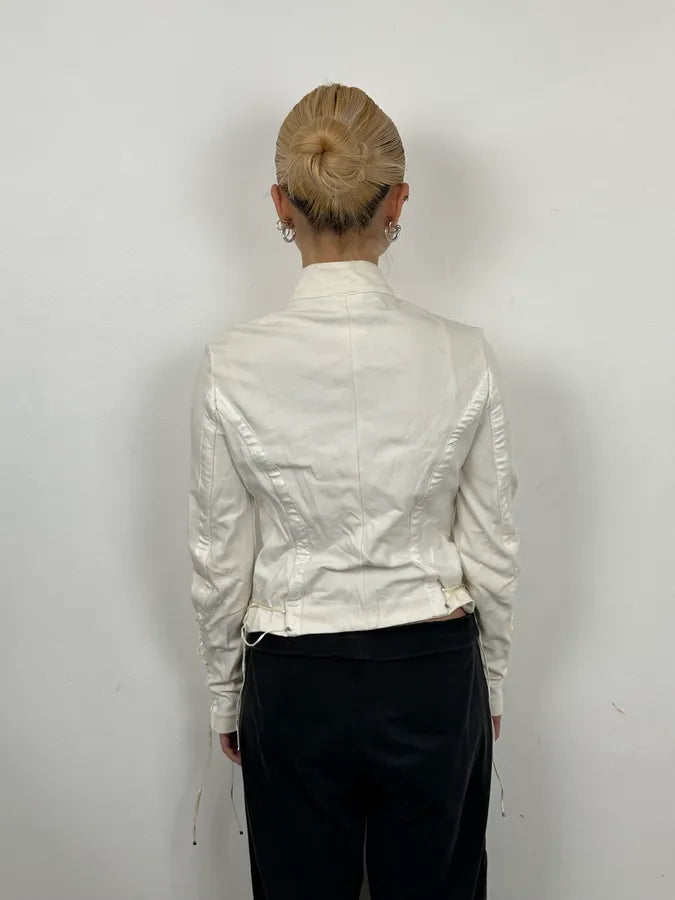 2000s Versace White Laced Multi Zip Jacket  mosnUgC 2